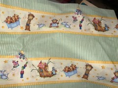 4.5 yards cotton fabric Four Borders entire length Story book baby green pastels