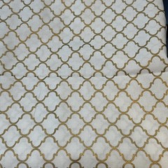 JoAnn Buttercream White Gold Lattice Cotton Quilting Fabric 33″ X 44″