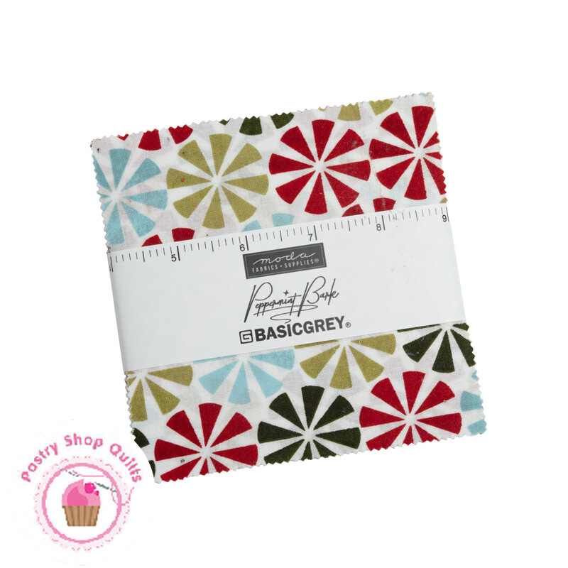 Moda PEPPERMINT BARK Basic Grey CHARM PACK 42- 5″ squares Quilt Fabric