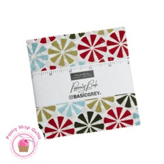Moda PEPPERMINT BARK Basic Grey CHARM PACK 42- 5″ squares Quilt Fabric