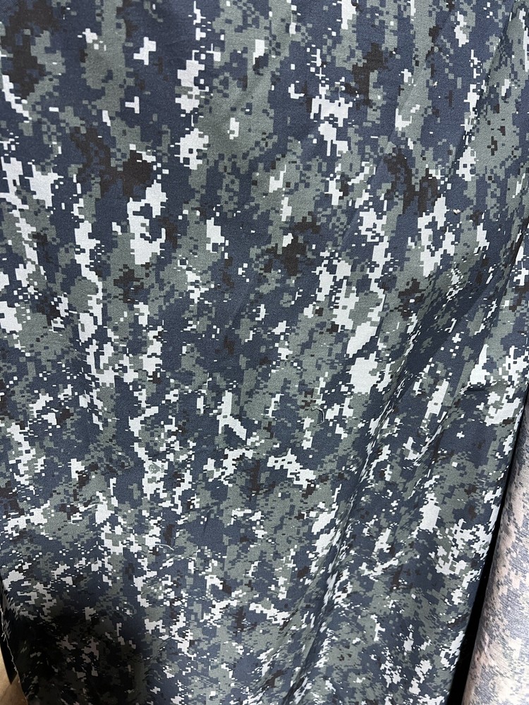 Navy Blue Digital NyCo Camo Fabric 60”