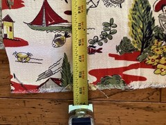 Vtg. Scenic Nature Print Fabric Yardage Cut Piece Houses 133 inches x 33 inches