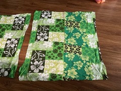 Lot Of 2 Green Hawaiian Hibiscus Flower Cotton Fabric 28” x26” & 25” X27”, New