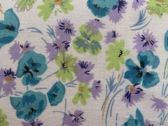 Fabric Blue And Purple Flower Cotton Blend 42” x 36”216