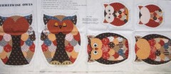 2 VIP fabric panels CRIB MOBILE GARLAND & THREE WISE OWLS CALICO 18 X 45″ USA