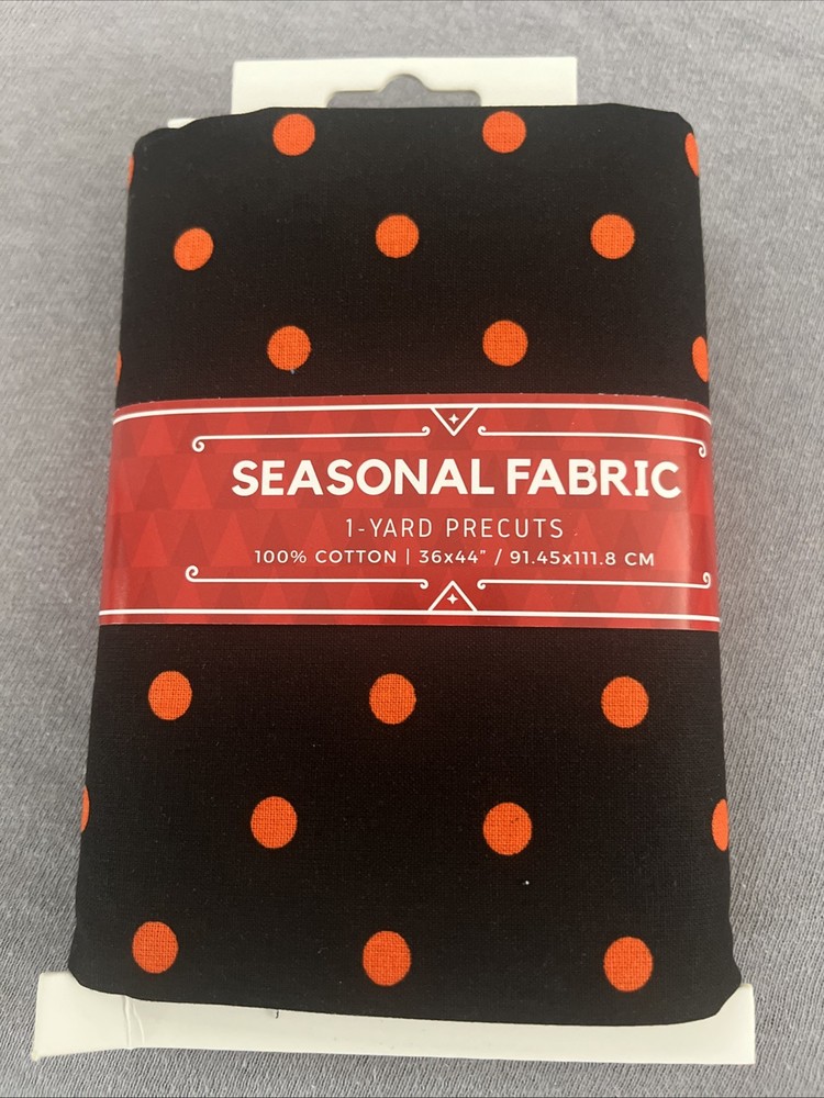 NEW 1 Yard Pre-Cut Seasonal Fabric David Textiles 100% Cotton Black Polka Dots