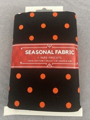 NEW 1 Yard Pre-Cut Seasonal Fabric David Textiles 100% Cotton Black Polka Dots