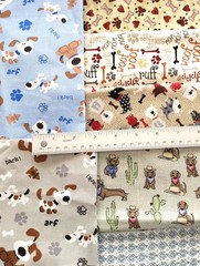 Lot 6 remnants ALL DOG PRINTS bone pawprint puppy dachshund bark woof