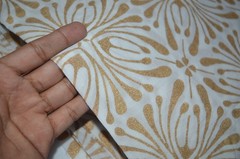 NO TARRIF CHARGES 100%✅ZK_276 Hand Block 100%Cotton 20 Yard Fabric White & Gold