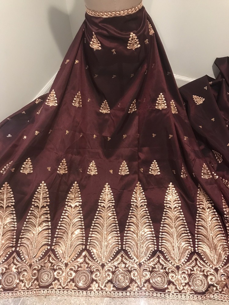 Burgundy Black Gold Iridescent Border Embroidery Sequins Fabric 50” Width 1 Yard