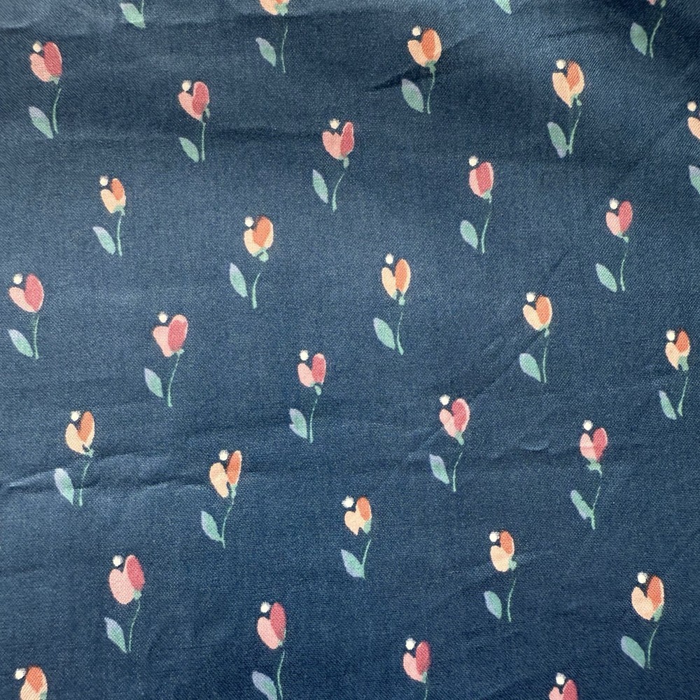 Vintage Stanley King Studio Blue Pink Chintz Fabric 2 yards +16″x 54″w