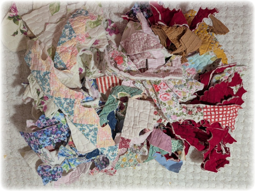 Vintage Quilt Scrap Cutter Quilt Scrap Pieces Slow Stitch, Junk Journal, Bag 7