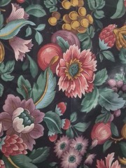 ​5 Yds Stanley King Studio Floral Fruit Chintz Fabric Teflon Screen Print…