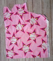 Baseball Star Fabric 9″ X 9″ Sewing Crafting Pink Piece New