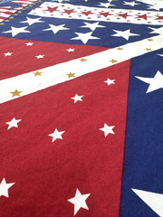 Patriotic United We Stand Red White Blue Star Stripes Fabric Panel 42″x23″ #69