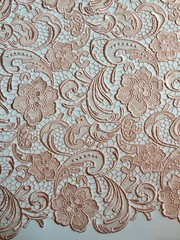Maggie BLUSH PEACH Guipure Venice Heavy Lace Fabric by the Yard – 10019