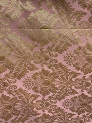 PINK GOLD Damask Jacquard Brocade Flower Floral Fabric (110 in.) Sold BTY