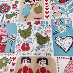 Sewing Fabric Amish Folk Theme Patchwork Early Americana Motifs Cotton 1 yd