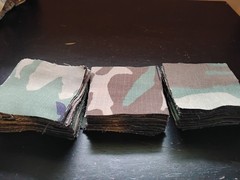 Camo Fabric 4″ Squares 160 Hand-cut from Army Fatigues Please Read Description