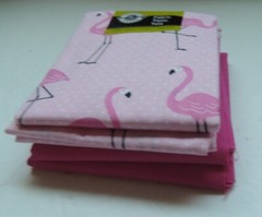Set of 4 Fat Quarter 18”x21” Pink Flamingos Cotton Loops and Threads COTTON