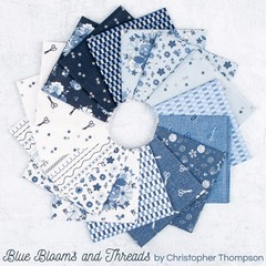 Blue Blooms and Threads 2.5″ Strip Roll by Riley Blake