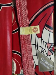 Orientar Kingtex Super Java Original Cotton Fabric Black Red 6Yds African Print