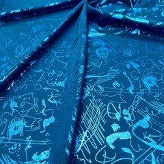 Spandex Stretch Fabric Neon Blue Abstract Print 60″ Wide by Yard for Swimwear