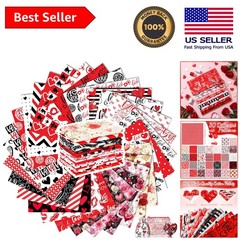 30 Pcs 10×10” Valentine Cotton Fabric Squares – Assorted Patterns for Crafts