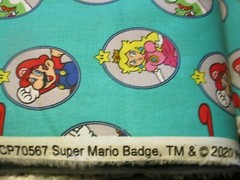 Super Mario Badge Green Cotton Fabric 1 Fat Quarter Nintendo Luigi Princess