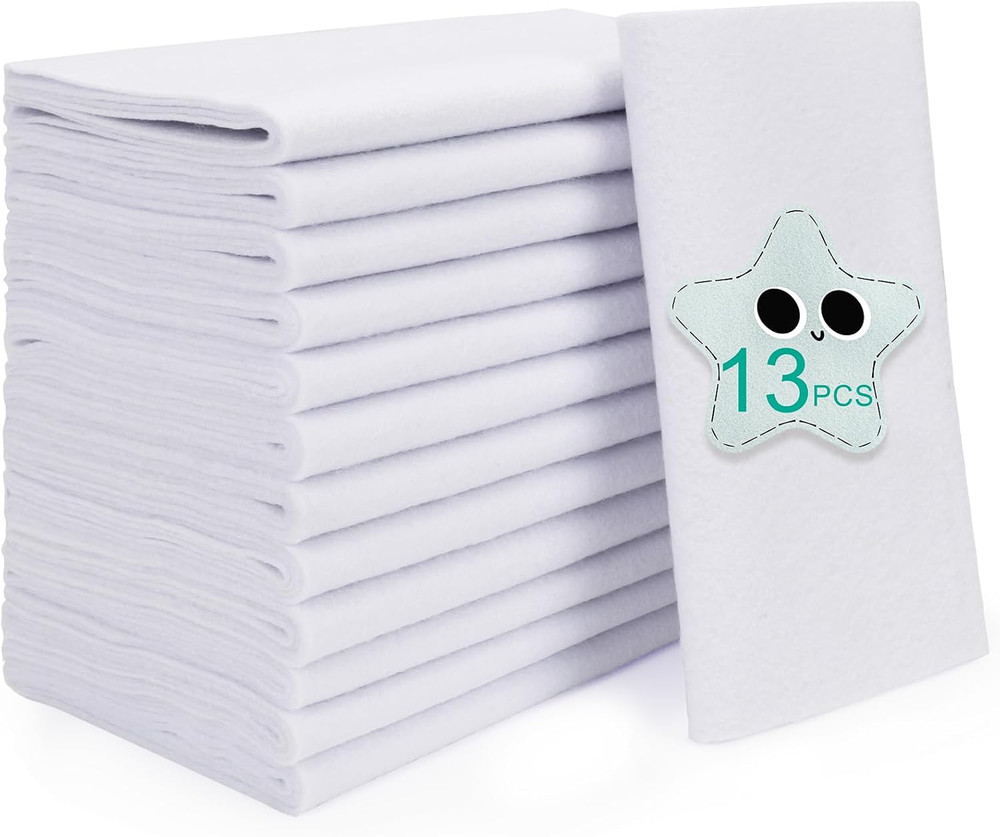 13 Rolls White Felt Fabric,8″X35″(20.5X90Cm) 1.4Mm Thick Soft Felt Fabric Sheet