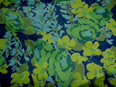 Fabric Remnant Klopman Mills 1970 Blue Green Floral 2 Yards 44 Inches Wide
