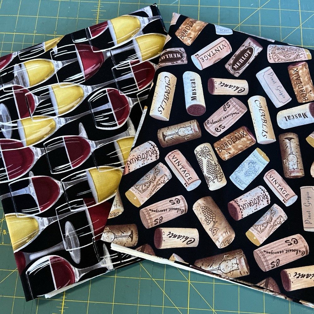 Wine Red White Glass Full Corks Tossed Timeless Treasures 2 Yard Bundle