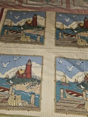 Lot Of 12 VTG Cotton Fabric Pillow Panels Lighthouse ,Farmhouse & Flowers Read