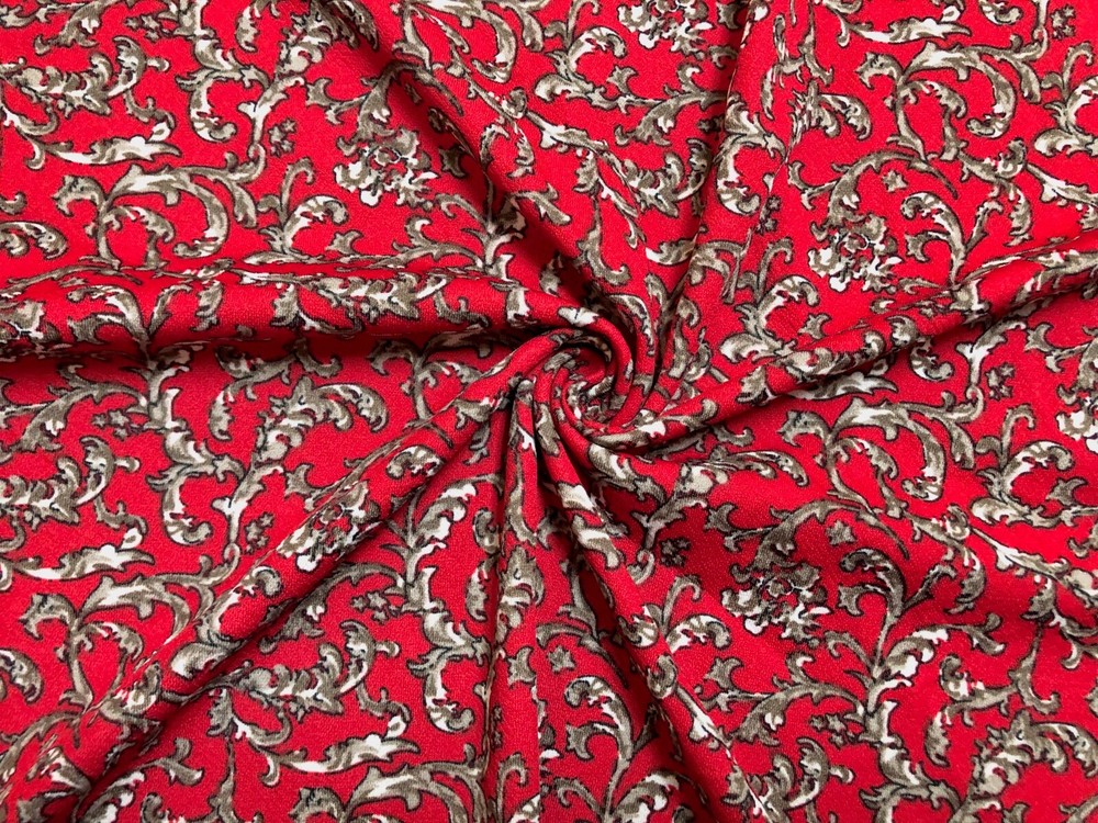 Liverpool Fabric-Red Brown White Damask-LVPR243-Sold by the Yard