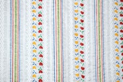 Vtg Seersucker Cotton Fabric Red Yellow Heart Stripe Garland Doll Clothes 3 Yard