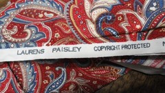Laurens Paisley Fabric Material Sew Red/Blue Cotton 2 1/2 Yds x 44″