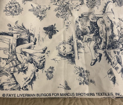 Vintage Blue & White Children Toile Print Cotton Fabric by Faye Burgos