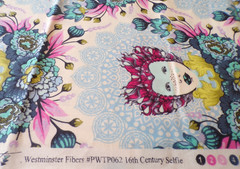 TULA PINK ELIZABETH 16Th CENTURY SELFIE~SKY(BLUE)~one yd x 44″ Out Print