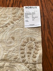 NOBILIS Moghol in Taupe, Tan & Ivory 17 1/2″ sq Textured Paisley Fabric Sample