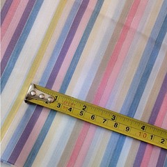 Vintage Pastel Rainbow Stripes Fabric with Metallic Silver, Cute Kawaii Fabric