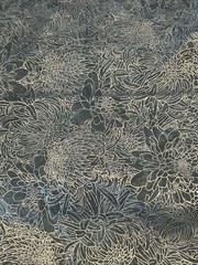 Chrysanthemum Print Cotton Quilting Fabric Blue Silver Shimmer JoAnn 38″ X 44″