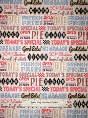 Diner Words Open 24 Hours Pie Fabric SPX Good Eats Diner #24908 Cotton Yard