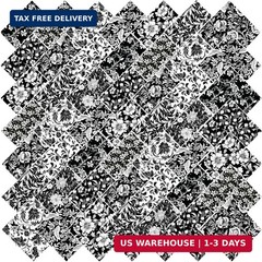 50pcs 10 x 10 inches Cotton Fabric Bundle-Black and White | Multicolor Cotton Fa