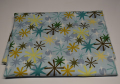 CIRCLES STARS cotton fabric piece 18″ x 43″ yellow green brown peach blue