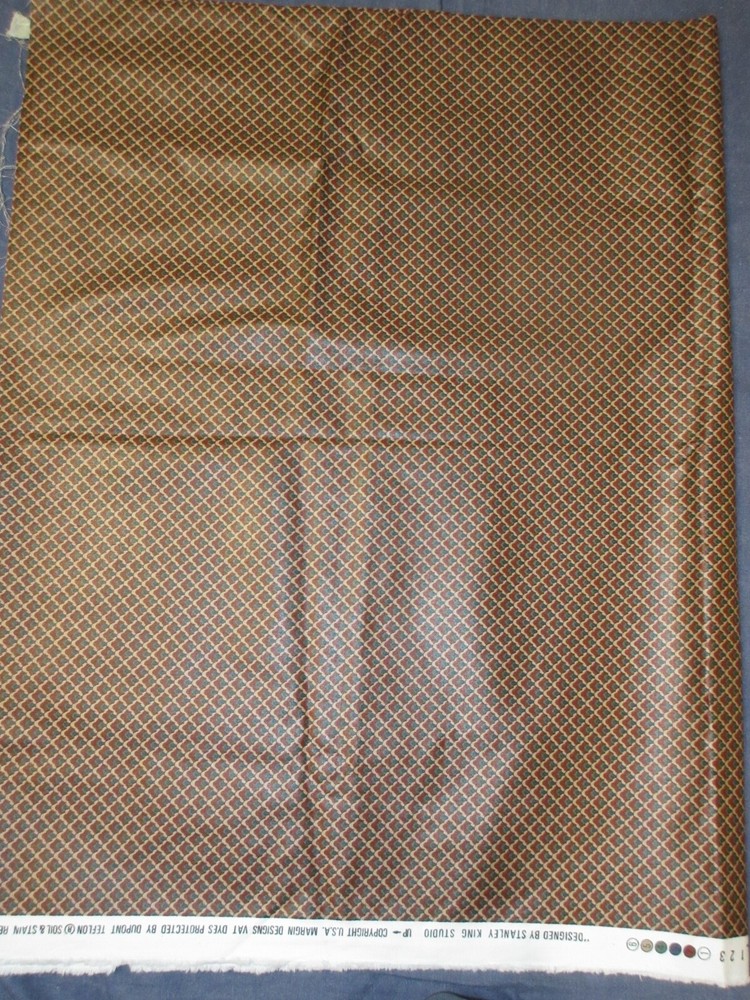 1+ Yd Fabric STANLEY KING STUDIO Margin Designs Vat Dyes Red/Green/Tan GEOMETRIC