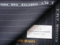 Holland & Sherry 2 PLY WOOL & MOHAIR Dk Navy SUITING FABRIC MADE IN ENGLAND 3.5m
