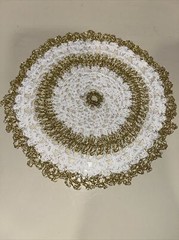 2- 6” Doilies Round White And Gold