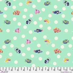 Fat Quarter Free Spirit Tula Pink “Floral Reef” School Crossing Seafoam Cotton