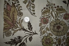 Raoul KASHMIR — DRIFTWOOD 100% Linen Print Fabric LOT of 4 LARGE REMNANTS