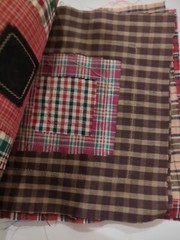 LOT of 20 Plaid Red Blue White Green Random sewn cotton fabric QUILT Blocks 6×6